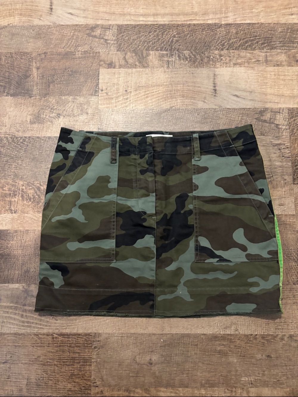 Nili Lotan Olive Green Camo Mini Skirt